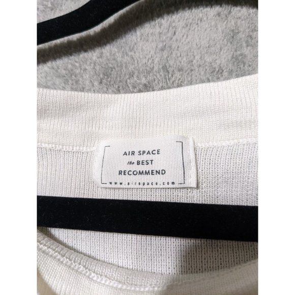 🍑AIR SPACE Women Sweater Knit Pullover Stretch Fall Winter Solid White XS(0-2) - Picture 12 of 12